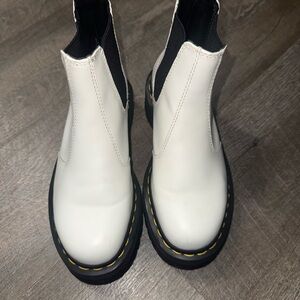 White Leather Chelsea Boots